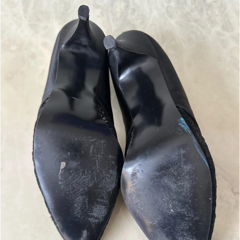 Vintage Pimento Satin and Lace Heels - Picture 5 of 5